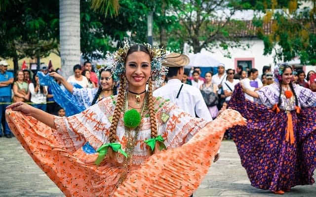 Costa Ricans in traditional dress at a town festival