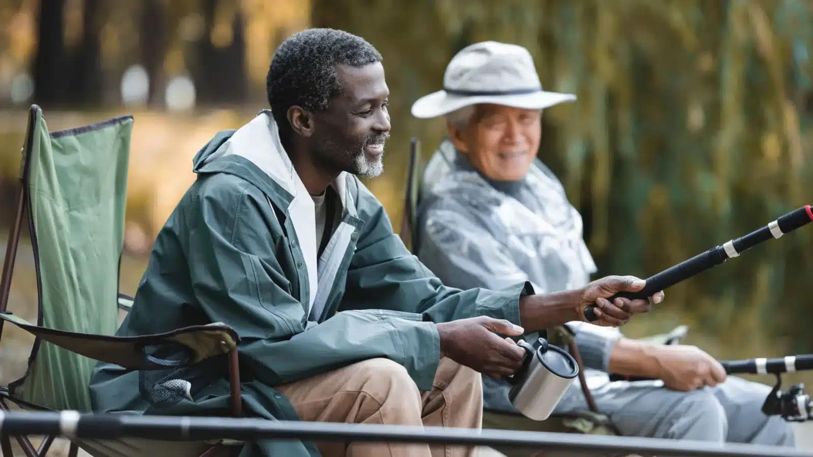 Two retired friends fishing together